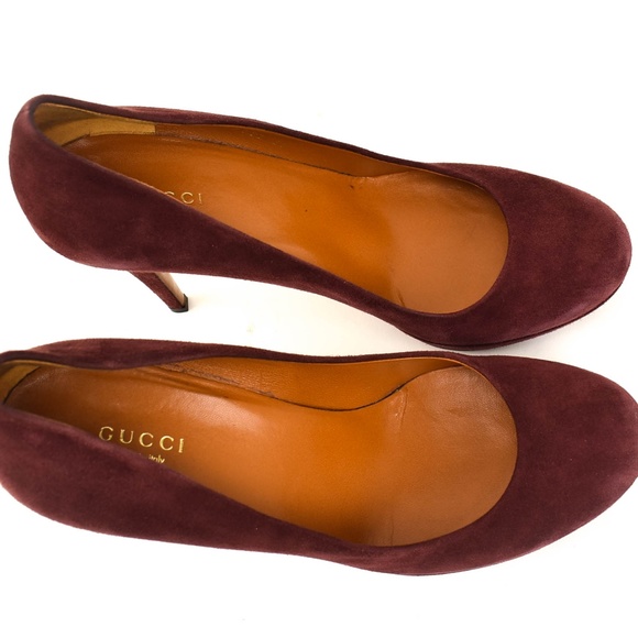 GUCCI: Burgundy, Leather Platform Heels/Pumps - Picture 6 of 8
